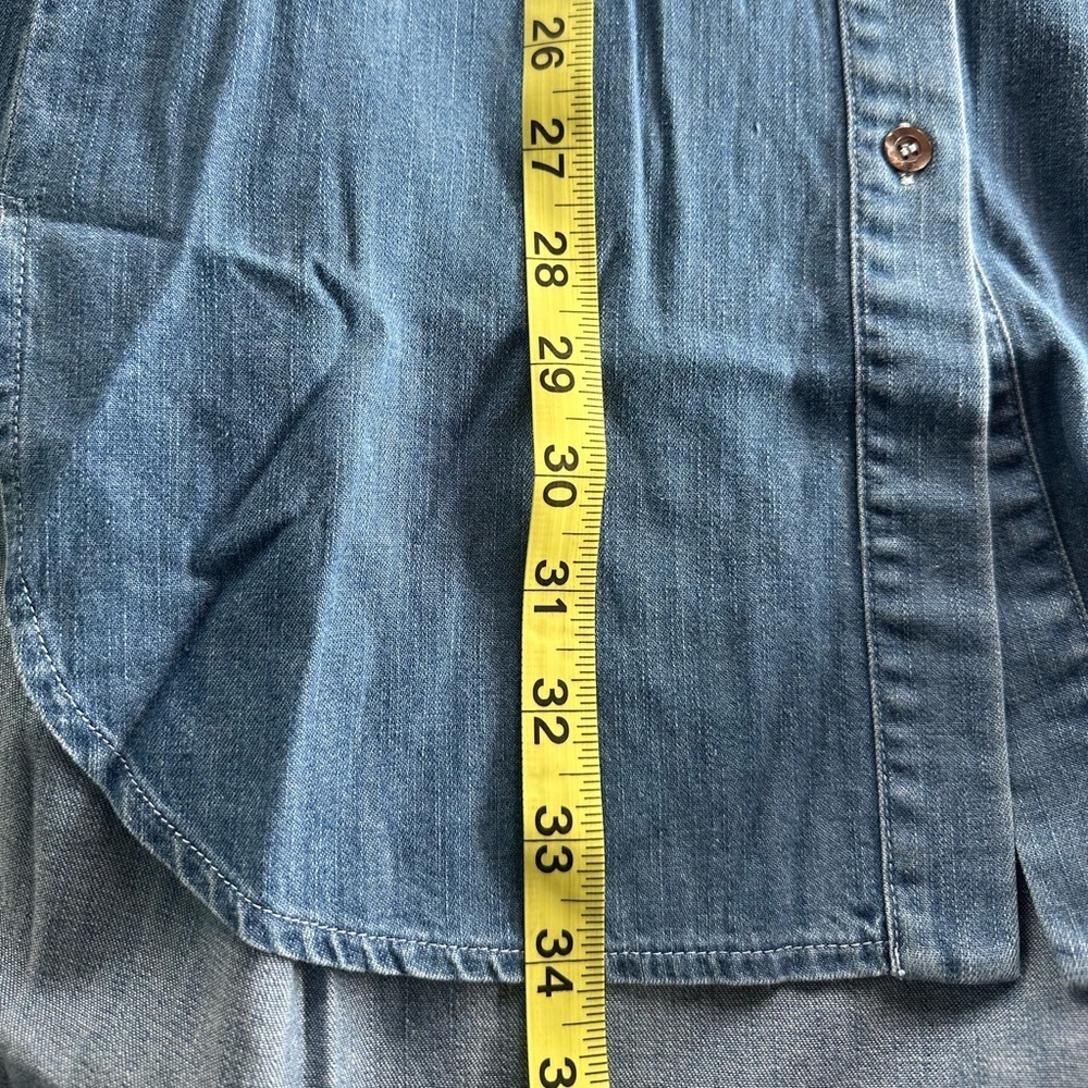 Odette Denim Shirt-Dress Flared Sleeves Eco Blue XS 100% Cotton Button-Up $322 - Picture 7 of 8